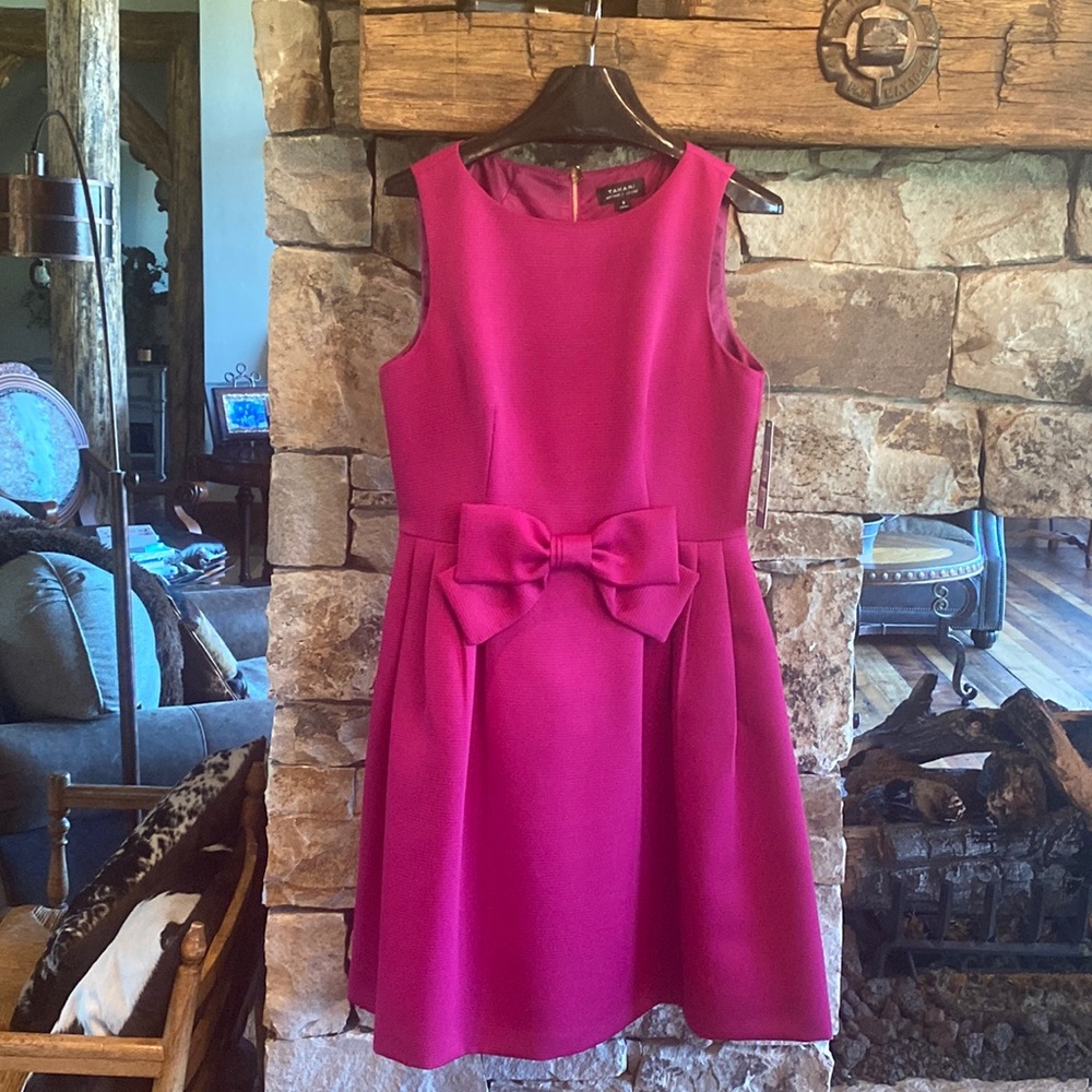 Tahari Pink fit and flare dress with pockets